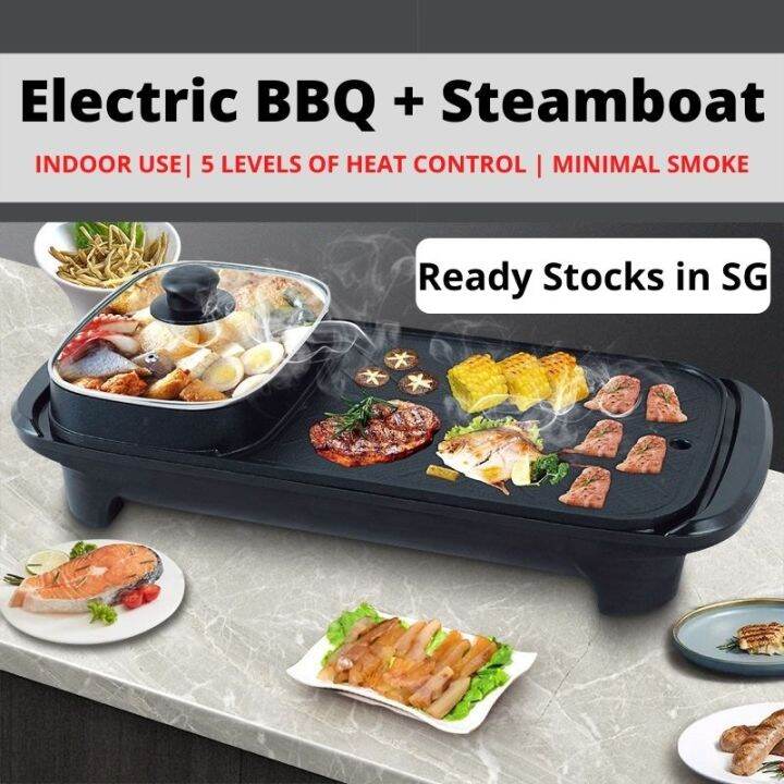 Bbq Grill Steamboat Hotpot Dual Electric Bbq Hotpot Grill