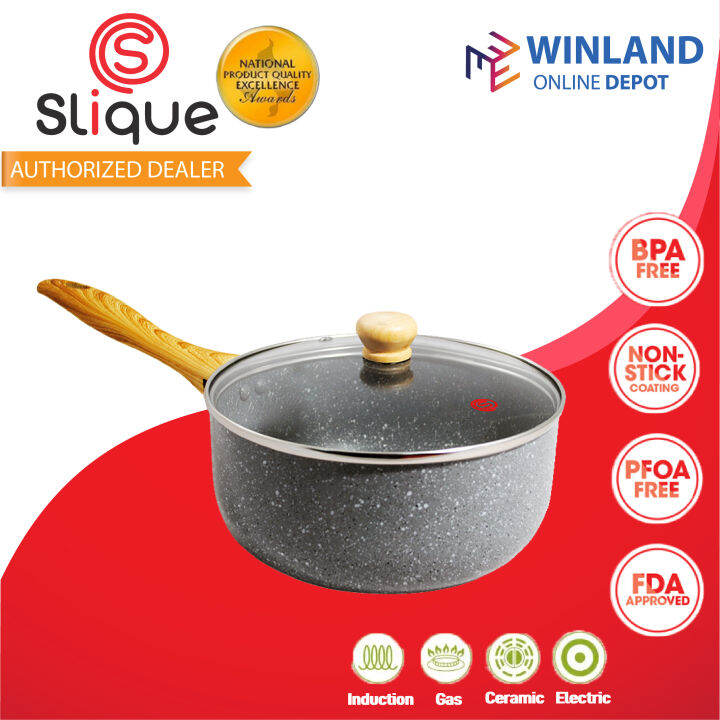 Slique Original Marble Sauce Pan Premium Multi Layer Non Stick Marble