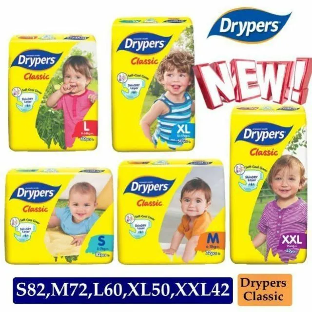 Drypers Classic Mega Pack S82 M72 L60 XL50 XXL42 Lazada