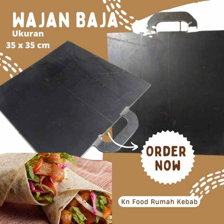 Wajan Persegi Plat Baja X Panggangan Roti Bakar Burger X Cm