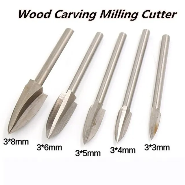 5pcs 3mm Wood Milling Cutter Tool Carving Rasps 3 8mm White Steel