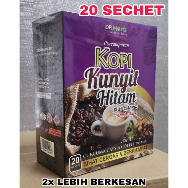 KOPI KUNYIT HITAM Tanpa Gula PLUS STEVIA 20 Sechet Lazada