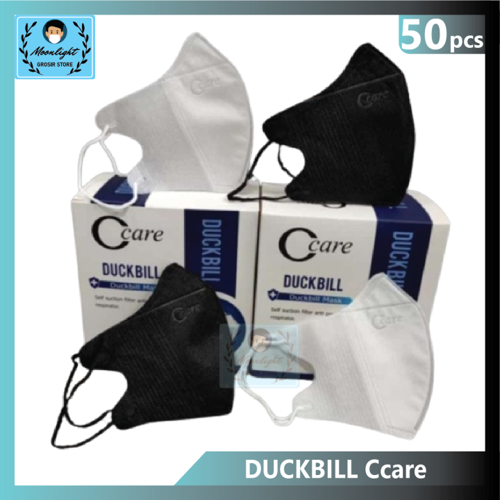 Masker Duckbill Emboss Ccare KEMENKES Isi 50 Pcs 4ply Model SENSI Garis