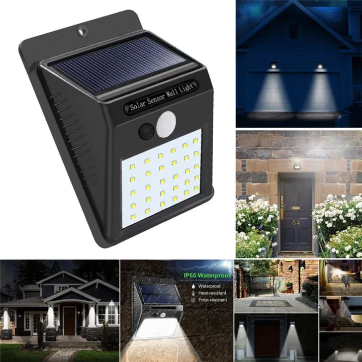 LED Solar Powered PIR Motion Sensor Wall Dim Light 30LED Outdoor