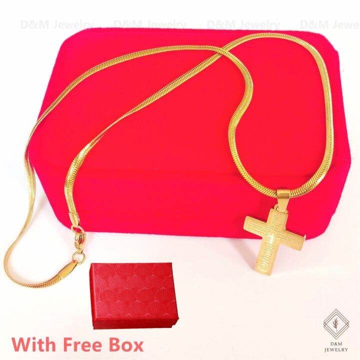 18k Golden Stainless Steel Cross Necklace For Men Gold Hypoallergenic