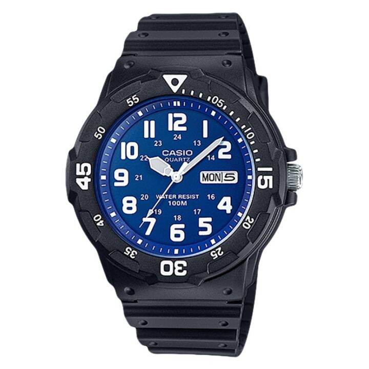 Jam Tangan Pria Casio General Mrw H B Vdf Blue Dial Black Resin