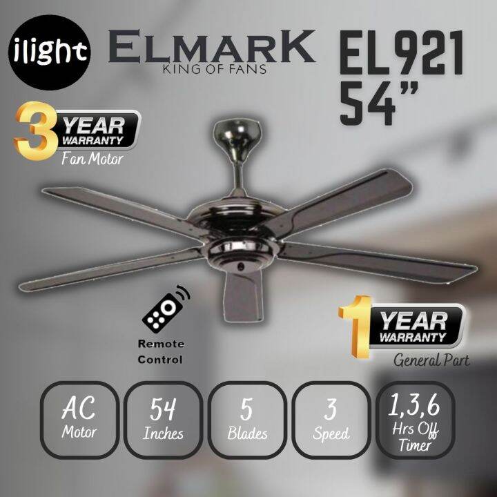 Elmark El Inches Ac Motor Ceiling Fan Speed Blades Yrs