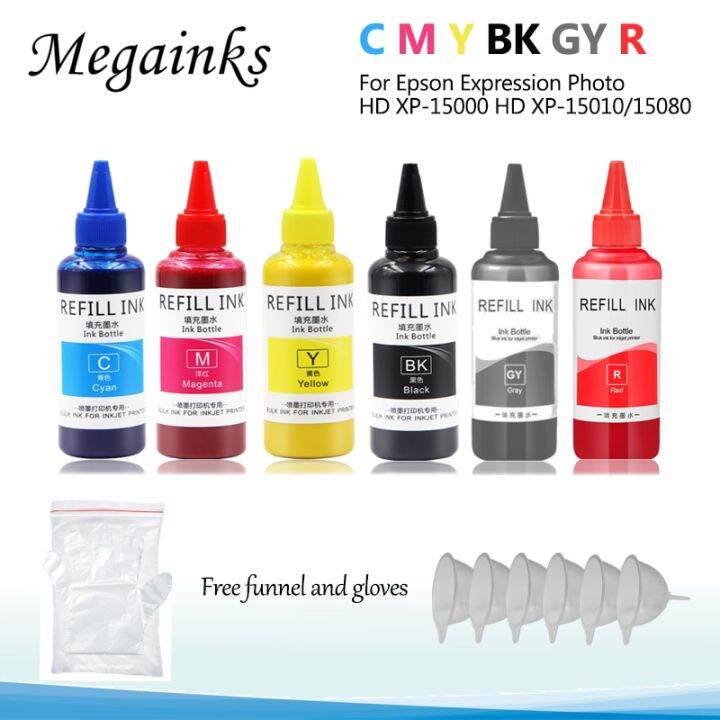 Red GY Sublimation Ink 6 Bottles 100ml For Epson Expression Photo HD XP