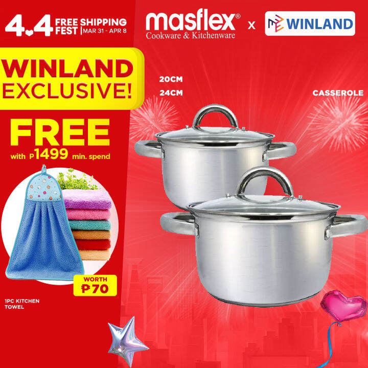 Masflex By Winland Premium Stainless Steel Induction Casserole With