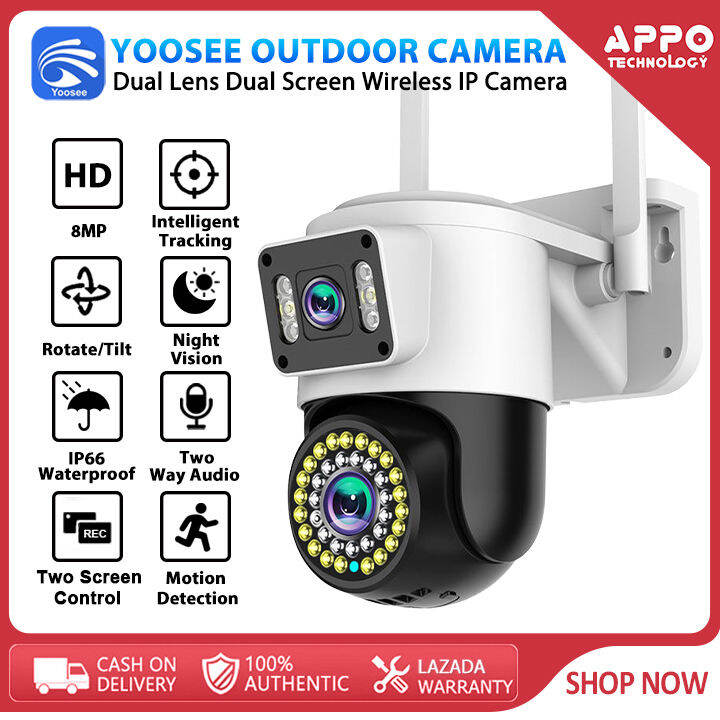 YOOSEE Y15 8MP Dual Lens Dual Screen Surveillance Camera Outdoor IP66