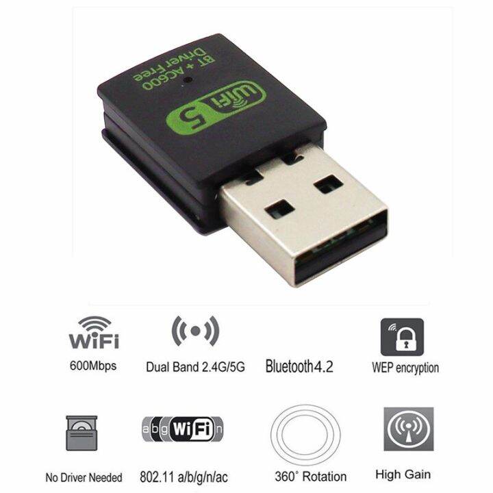 600Mbps USB Wifi Bluetooth Adapter Dual Band 2 4 5 8Ghz Wireless