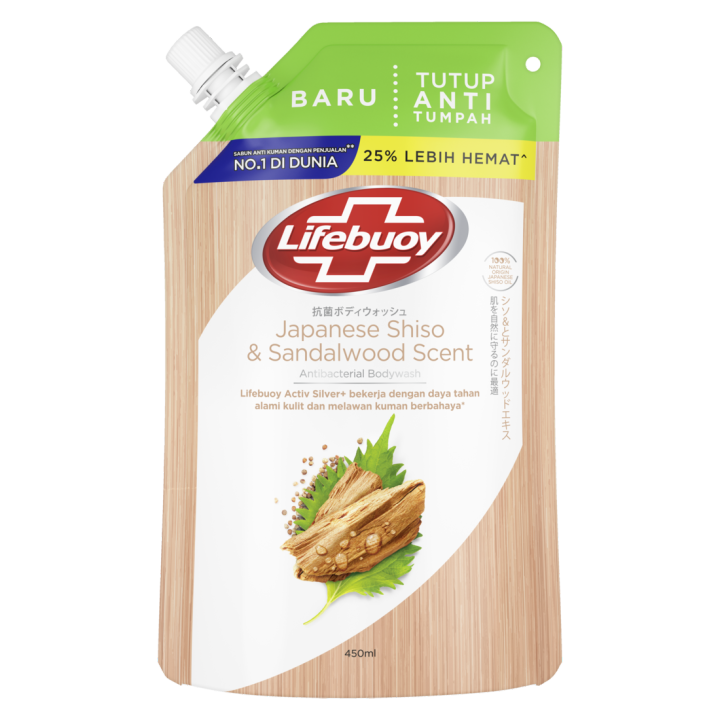 Lifebuoy Sabun Mandi Sabun Cair Antibakteri Shiso Sandalwood Soft On