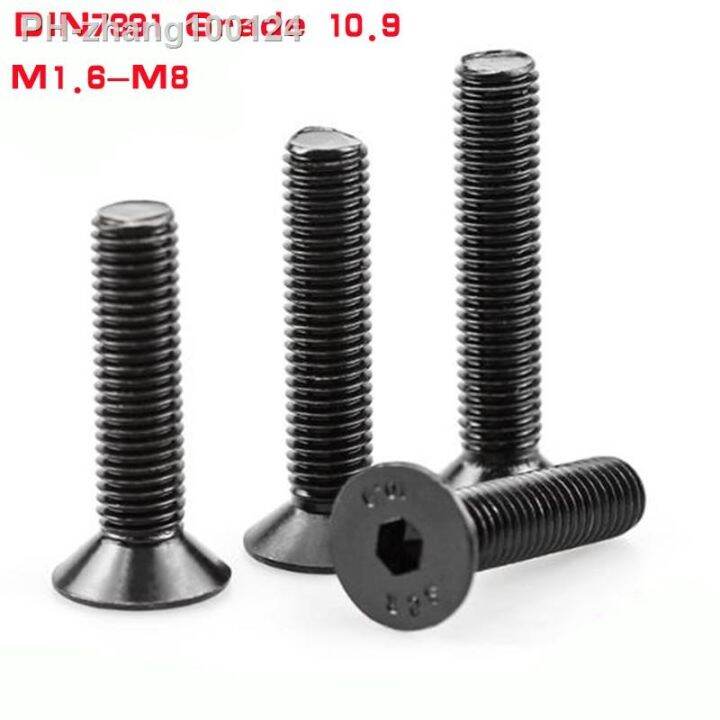 5 10 50pcs M1 6 M2 M2 5 M3 M4 M5 M6 M8 Black Grade 10 9 Steel DIN7991