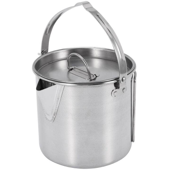 Outdoor Camping Kettle Stainless Steel Cooking Kettle 1 2L Compact