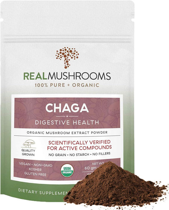 Real Mushrooms Chaga Mushroom Powder 60g Organic Vegan Non GMO