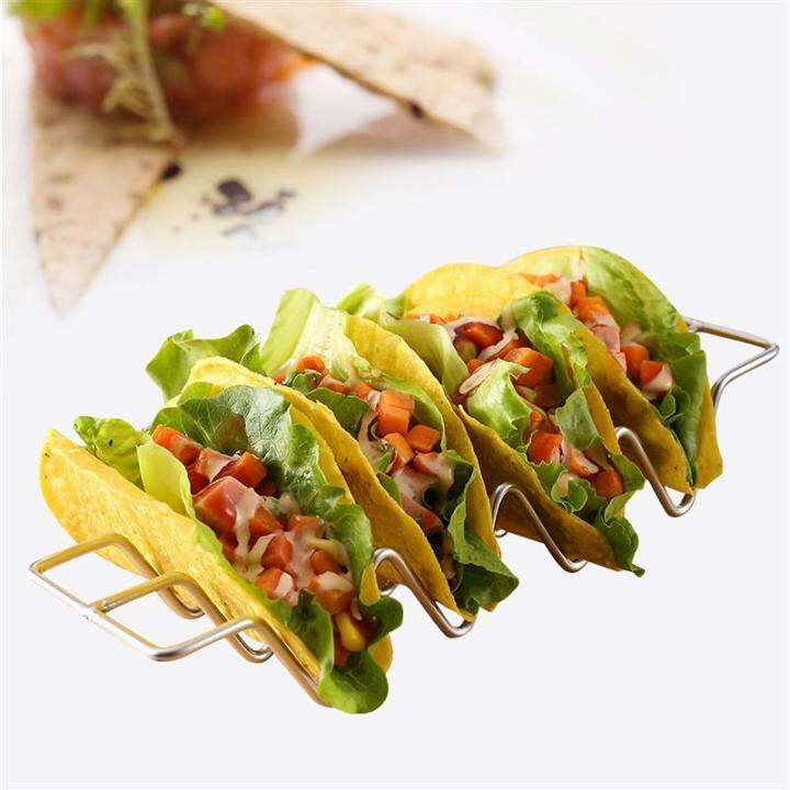 Wave Shape Stainless Steel Taco Holders Mexican Food Rack Hard Shells