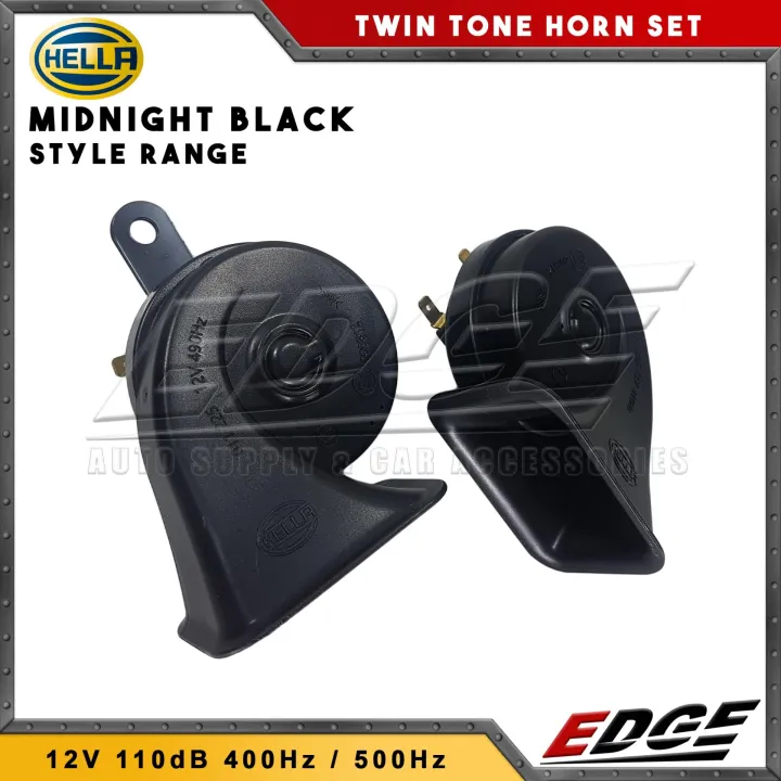 Horn Hella MIDNIGHT BLACK Twin Tone Horn Set 12V 110dB 400Hz