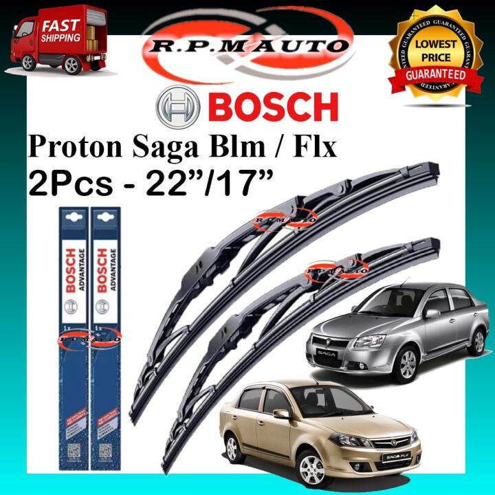 Pair Proton Saga Flx Blm Fl Original Bosch Advantage Windshield Wiper