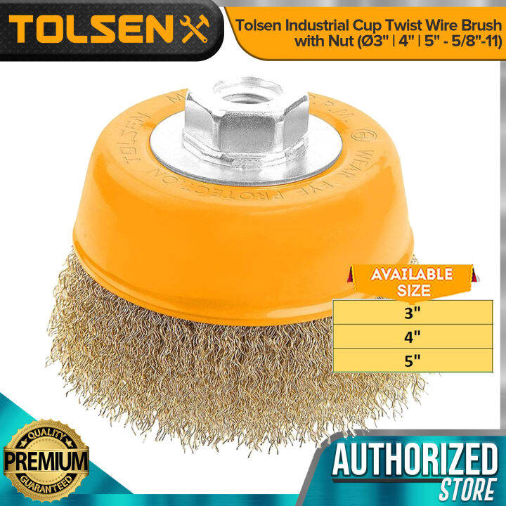 Tolsen Industrial Cup Twist Wire Brush with Nut Ø3 4 5 5 8