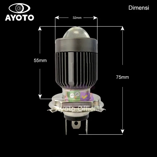 Lampu LED Utama Motor AYOTO M3A Pro H4 Hi Lo AC DC PNP 18W 18W