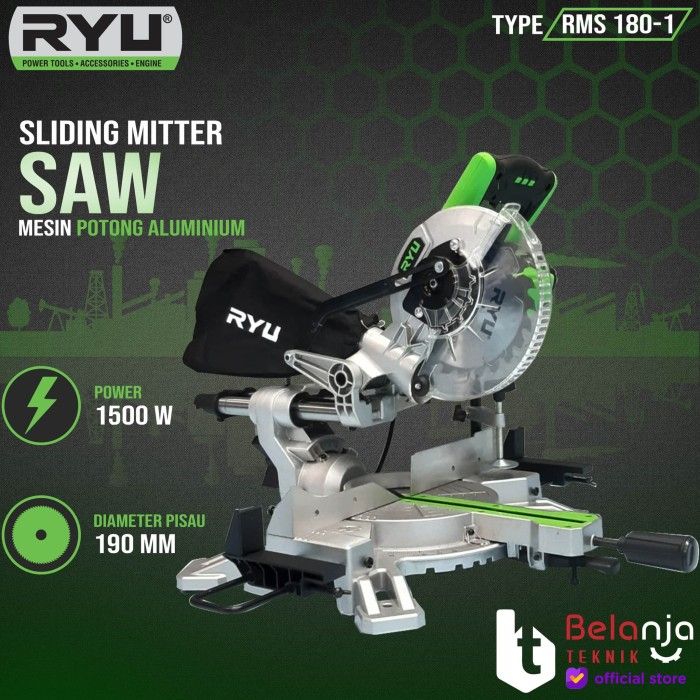 Ryu Rms Sliding Miter Saw Potong Almunium Dan Kayu Siku Lazada