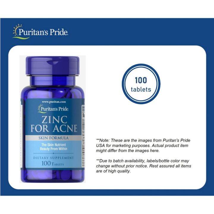 Puritan S Pride Zinc For Acne 100 Tablets 1 Bottle Lazada PH