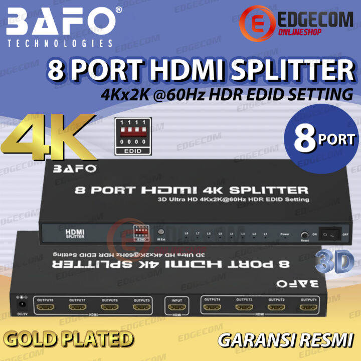 Bafo Hdmi Splitter Port Support K With Edid Input To Output Hdmi