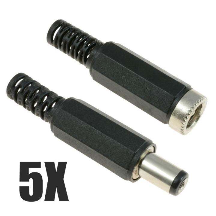 Idealhere 5 Set DC5521 2 1mm 5 5mm Male Female Pair DC Power Plug