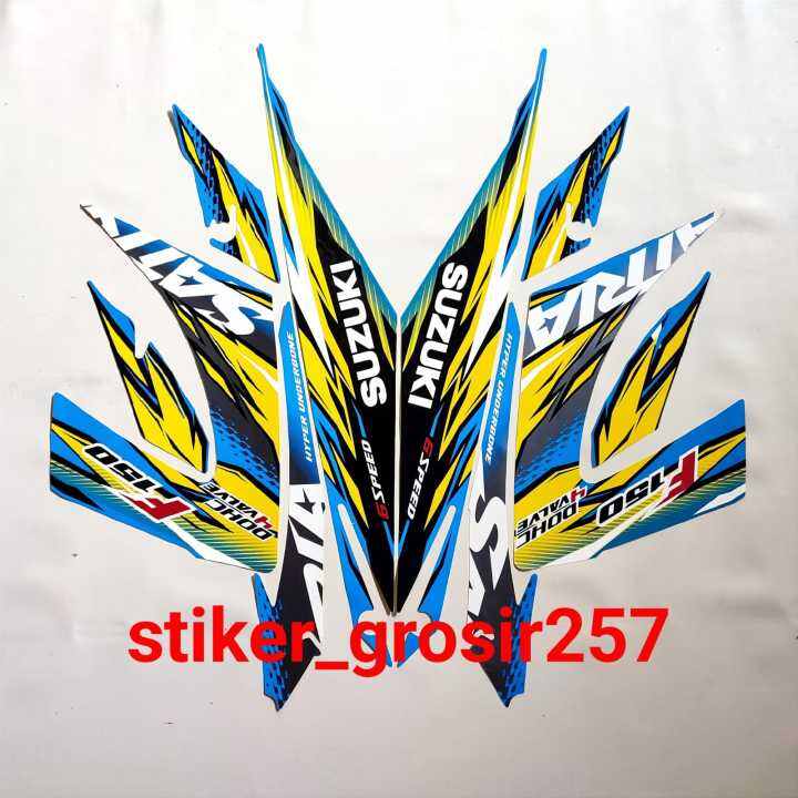 STIKER FULL SET STRIPING LIS BODY SATRIA FU F150 2013 FACELIFT BIRU