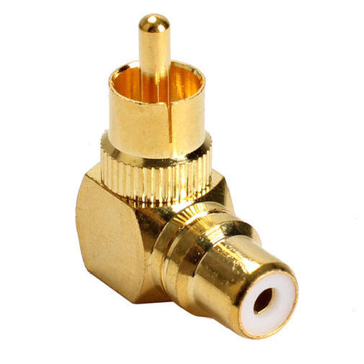 RCA Male To Female Connector Plug RCA Right Angle Adaptor Copper Audio