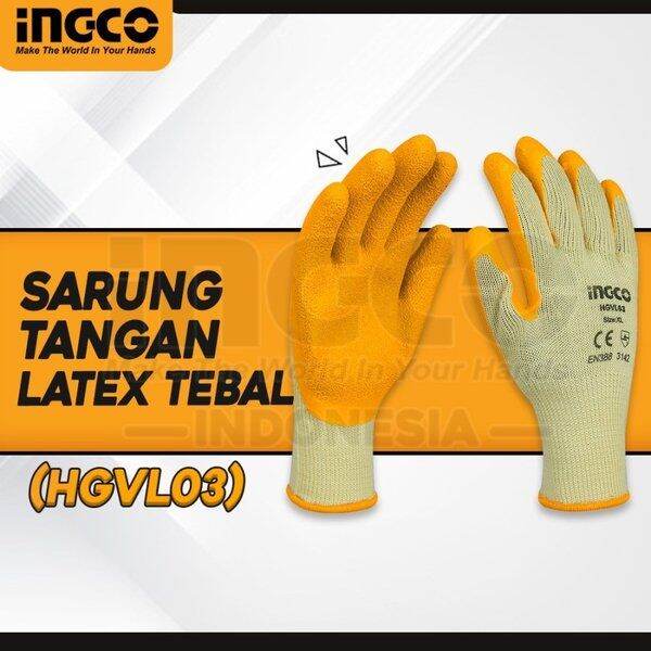 Sarung Tangan Kerja Karet Latex Safety Gloves Ingco Hgvl Proyek