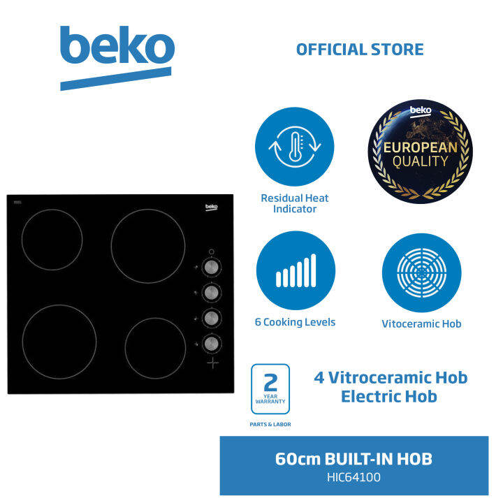 Beko Built In Hob 60cm 4 Vitroceramic Hob Electric Hob HIC64100