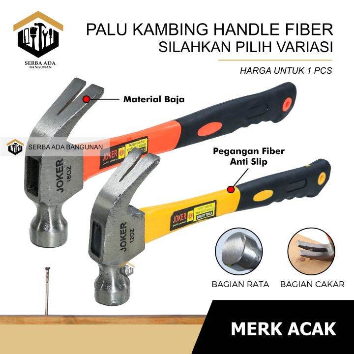 Palu Kambing Claw Hammer Oz Martil Cungkil Paku Gagang Fiber Oz