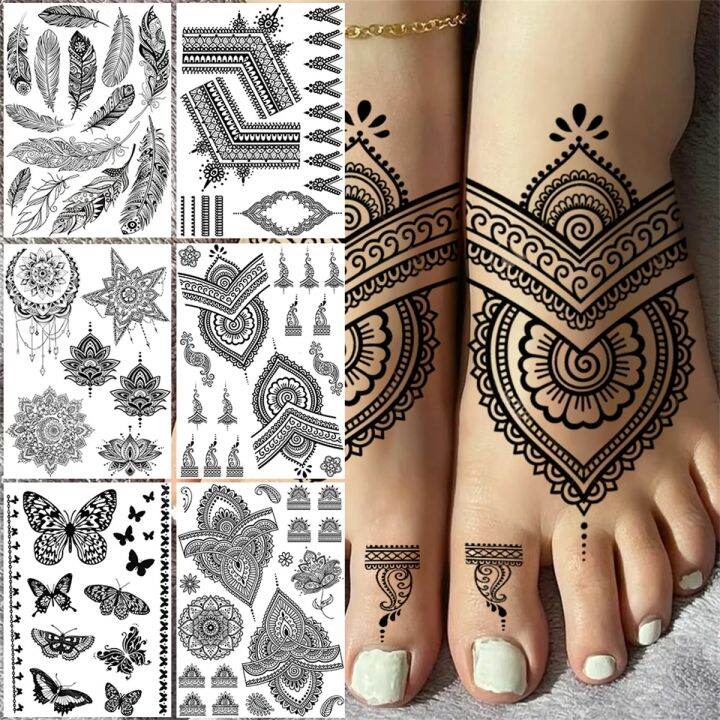 Tatoo Stickers Water Proof Body Art Henna Temporary Tattoos For Women