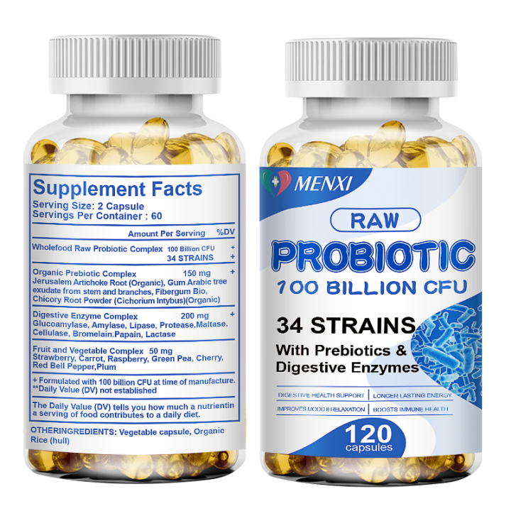 MENXI Probiotic Enzyme Capsules 100 Billion CFU 34 StrainsDigestive