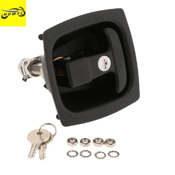 Homyl Black RV Entry Door Lock Handle Knob With 2 Keys For Camper