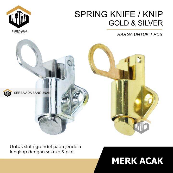 SPRING KNIFE GRENDEL KODOK KUNCI JENDELA KEAMANAN SLOT BUKA TINGAL