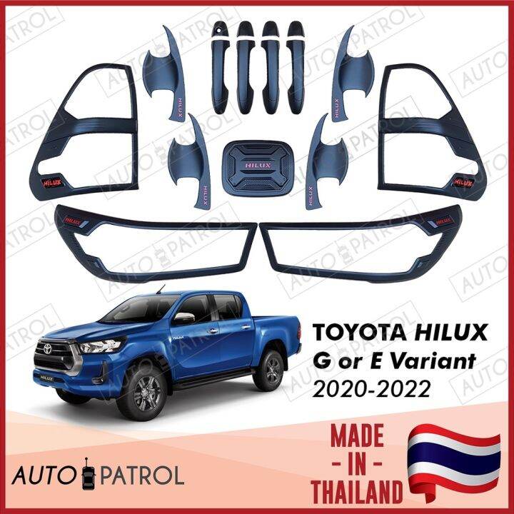 Combo Garnish Set For Toyota Hilux Variant G Or E 2020 2022 Matte Black