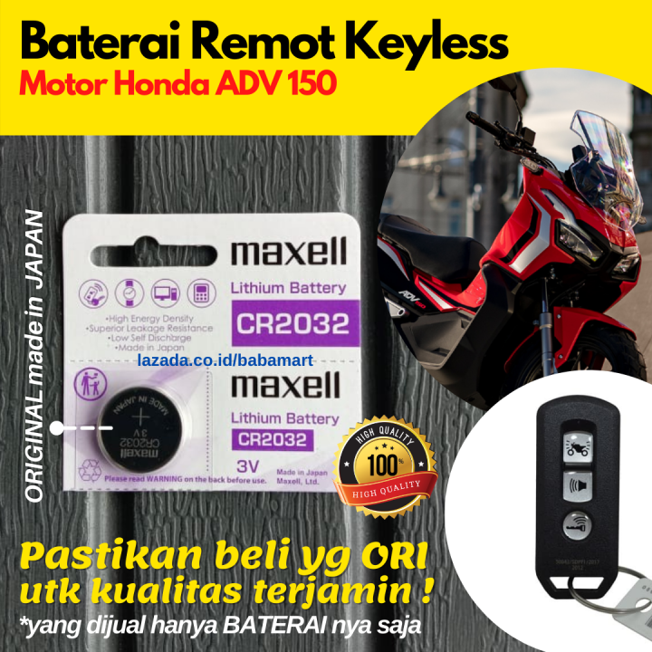 BATERAI REMOT MOTOR HONDA ADV 150 KEYLESS REMOTE ALARM KUNCI ORIGINAL