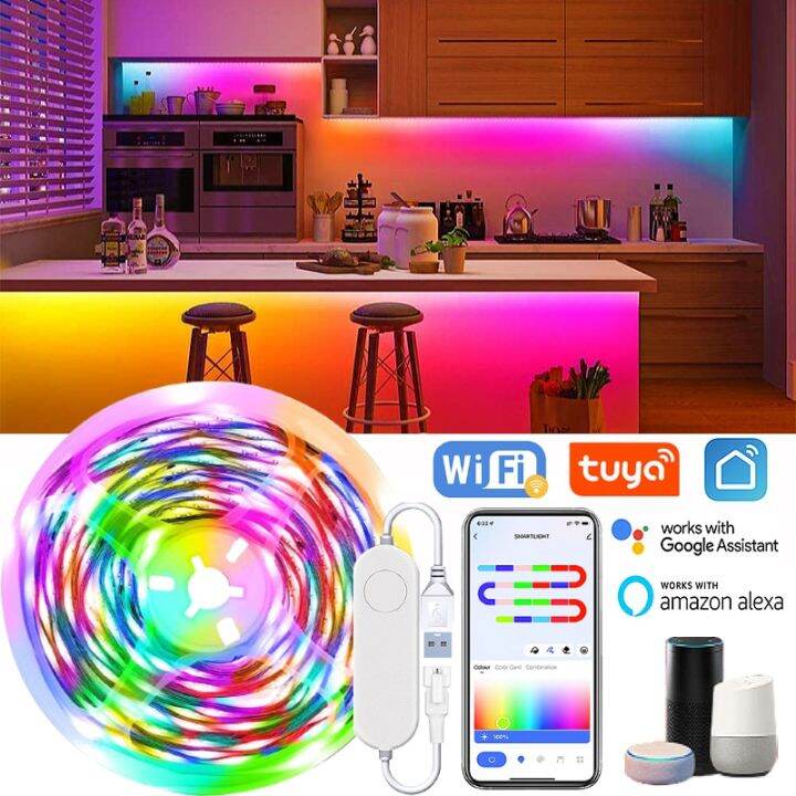 Usb Tuya Led Strip Lights Smart Life Wifi Rgbic Dreamcolor Led Strip