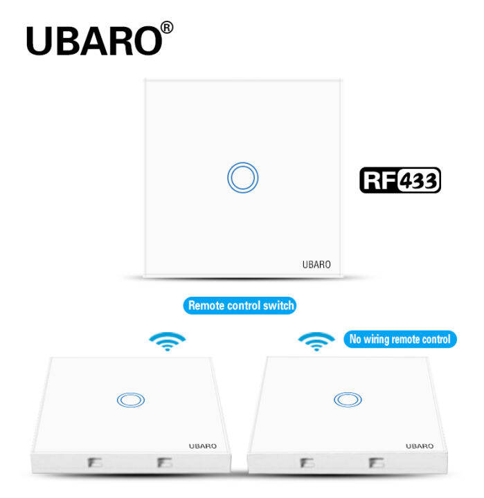 UBARO EUUK 433Mhz RF Wireless Control Switch White Luxury Crystal Glass