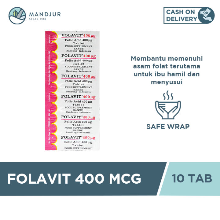 Folavit 400 Mcg Strip 10 Tablet Suplemen Asam Folat Ibu Hamil