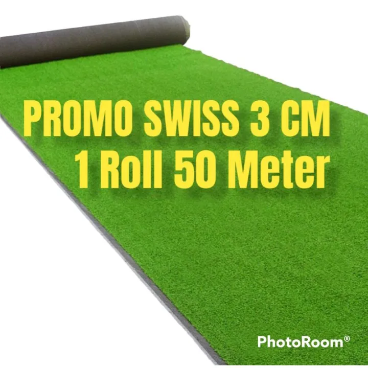 Karpet Rumput Sintetis Roll Meter Ukuran M X M Tipe Swiss Tebal