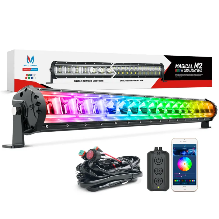 MICTUNING Magical M2 RGBW Multi Colors LED Light Bar Single Row 32