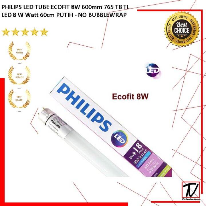 PHILIPS LED TUBE ECOFIT 8W 600mm 765 T8 TL LED 8 W Watt 60cm PUTIH NO