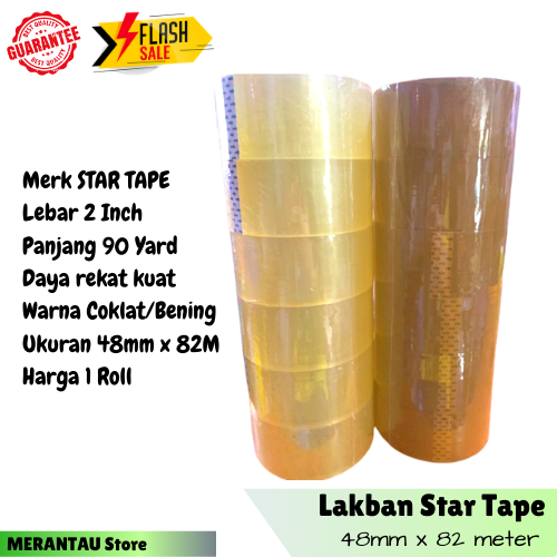 Lakban Yard Bening Star Star Inch Mm Meter Per Rol Solasi