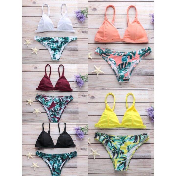 Clover Palm Print Mix Match Bikini Set Swimsuit Swimwear Lazada PH