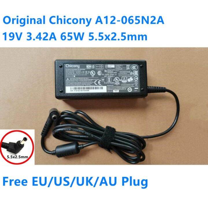 Two Year Warranty Genuine 19V 3 42A 65W Chicony A12 065N2A A065R116L AC