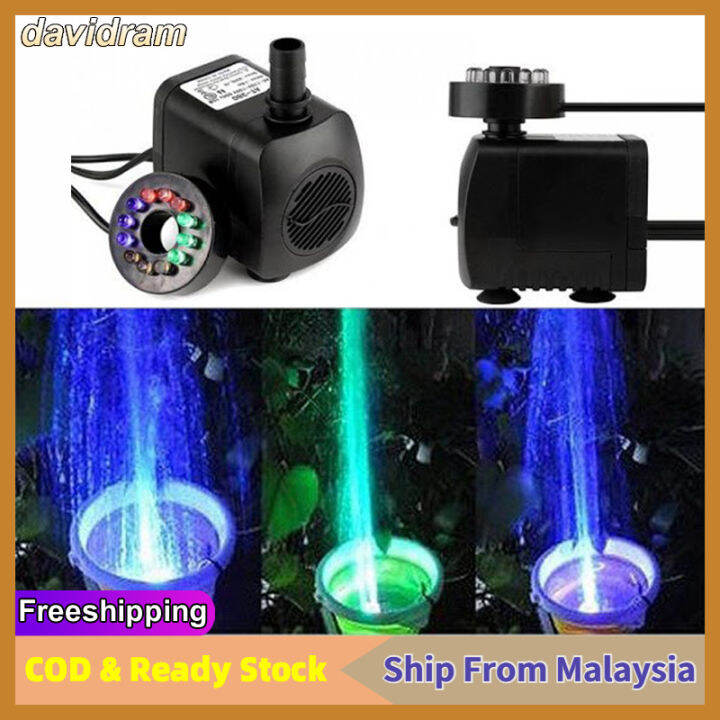 15W 1000 L H SUBMERSIBLE WATER PUMP WITH 12 LED FOUNTAIN MOTOR AIR