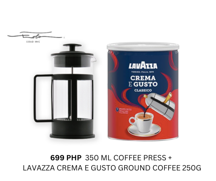 Lavazza Crema E Gusto Ground Coffee 250g Coffee Press PP Body 350 Ml